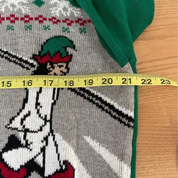 Ugly Christmas Sweater Beatles Abbey Road Sz L Green Red Lights Working Holiday - Picture 7 of 8